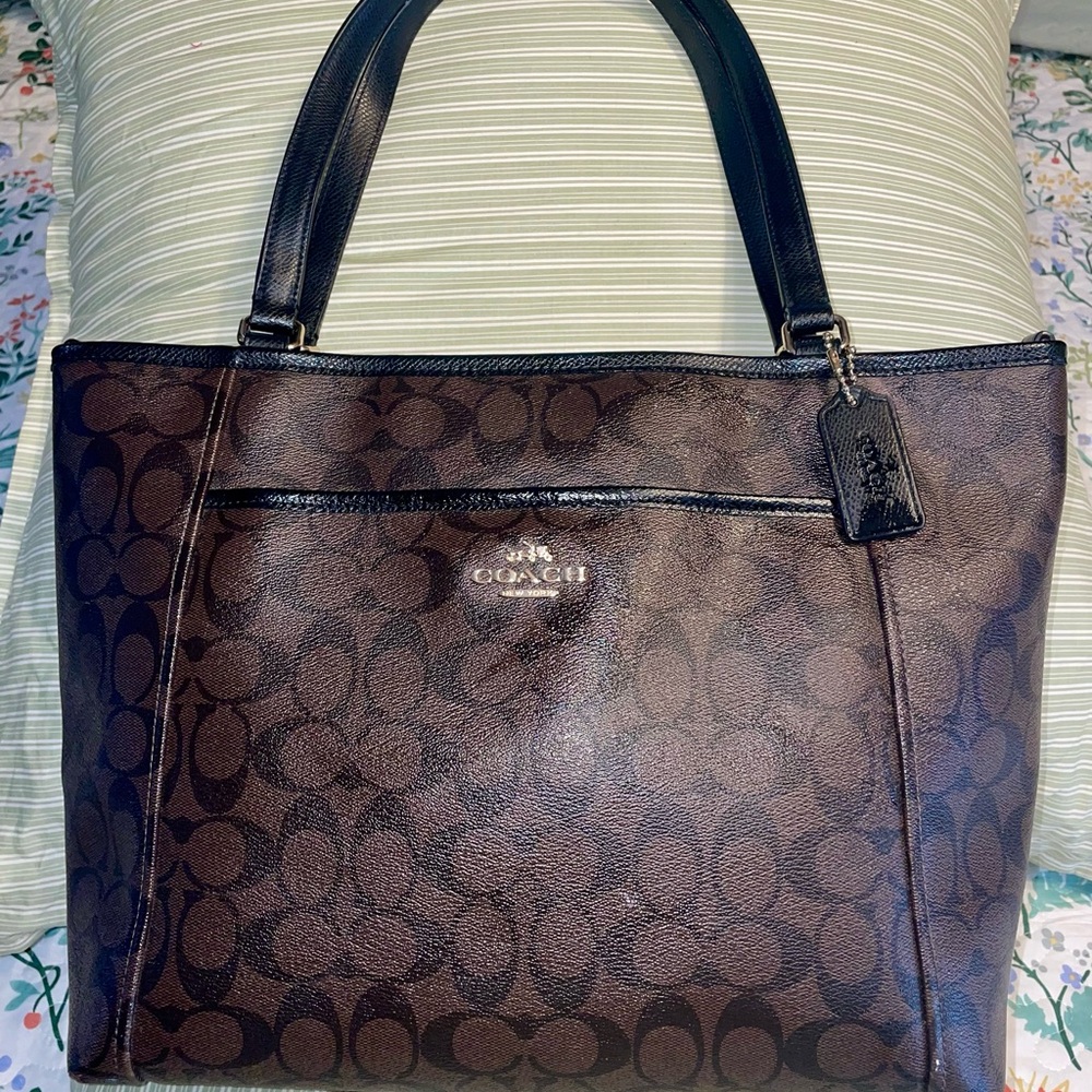Coach Dark Brown Signature Tote